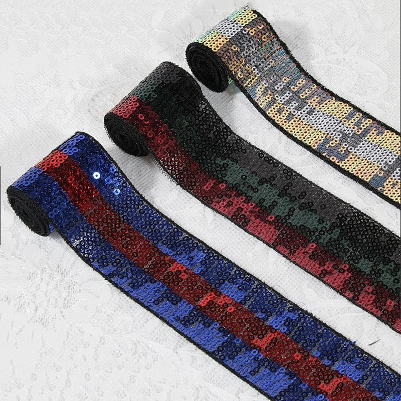 Hot sell Three Colors Mixture Sequin Trim Ribbon For Garment