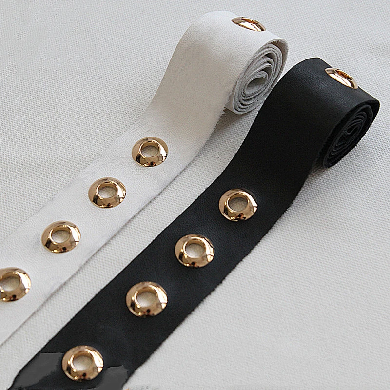 High quality 3.5cm width leather gold eyelet trims for garment wholesale