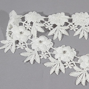 Fast delivery flower lace embroidery water soluble lace trim for bridal dress