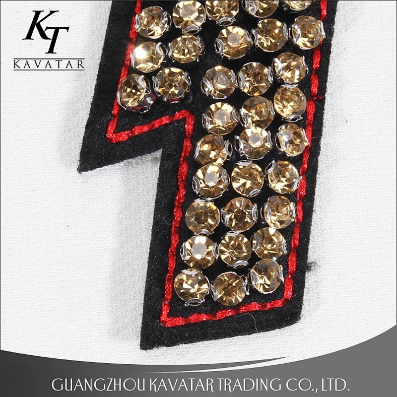 Yellow Rhinestone Lightning Beaded Patch for Clothing Sewing on Patch Beading Applique Clothes Sewing Accessories