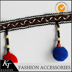 New Design Tassel curtain lace trimming lovely pom pom trim for dress