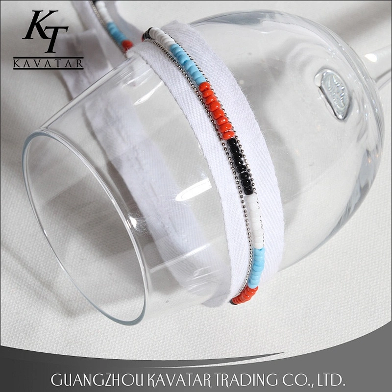 High Quality Multi Color Beads Trim Sew On Polyester Ribbon For Garment