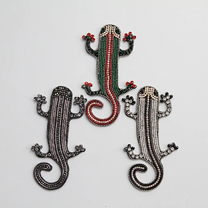 Wholesale lizard rhinestone Patch Animal beaded handmade Beaded Patches clothing patch
