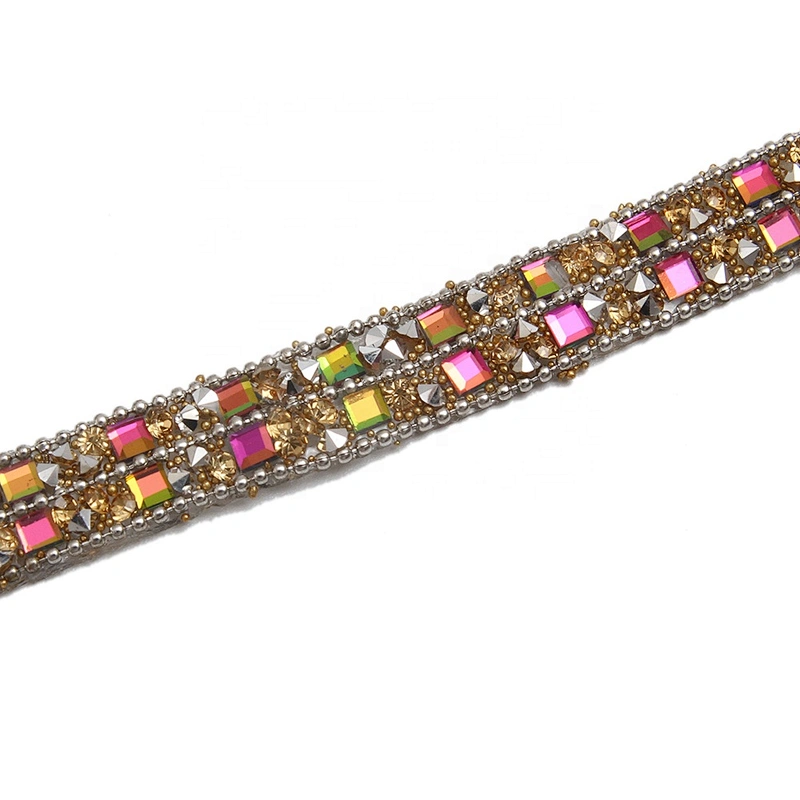 kavatar  wholesale hotfix rhinestone trimming for shoes  for Clothing Banding Trim  bead  Glass trim transfers