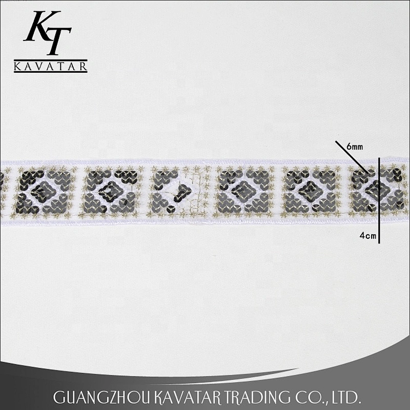Best Popular White Sequin Trim Lace Decoration Ribbon For Dress