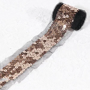 Fashion Handmade Round Sequins Mesh Lace Trim Decorative For Clothing