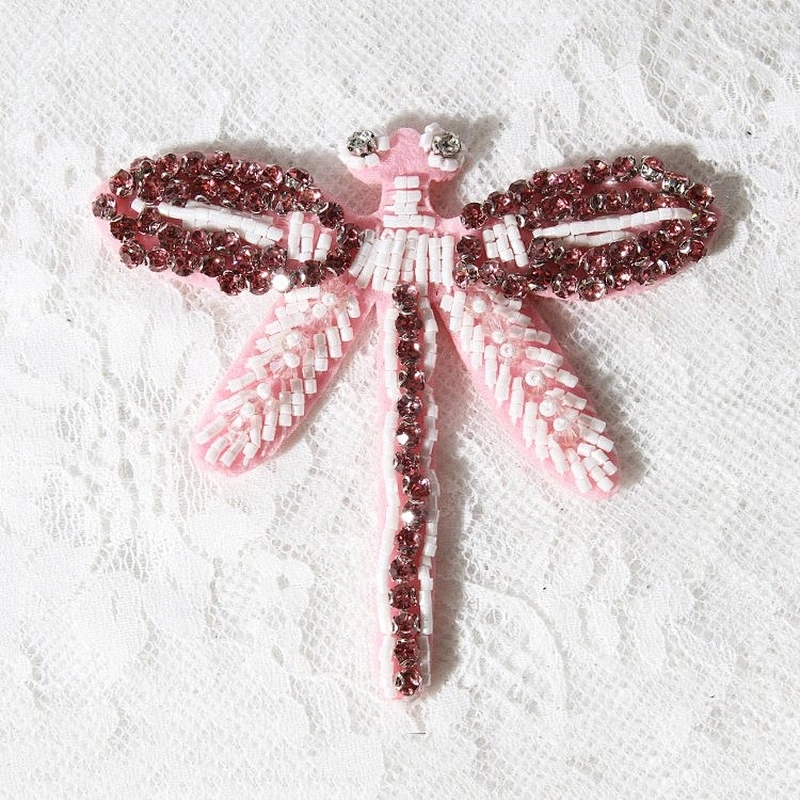 Decorative Patch Dragonfly Applique Sewing Beads Rhinestones