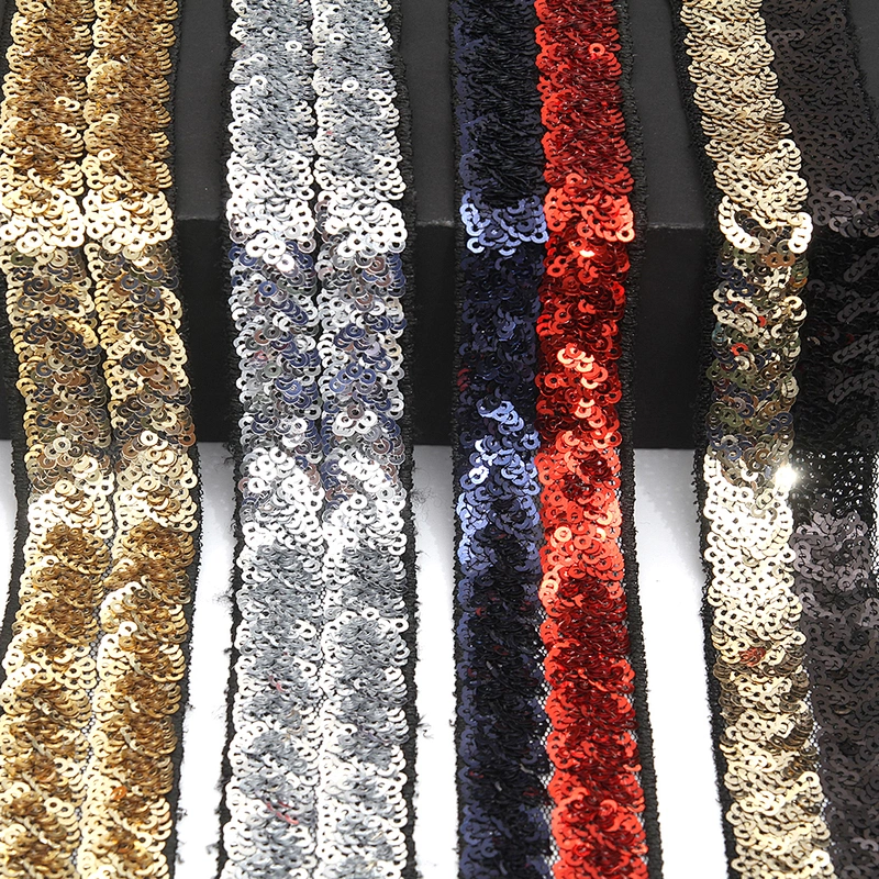Wholesale New Arrival Double-Deck Lace Trim Hand Embroidery Sequin Tape For Dress