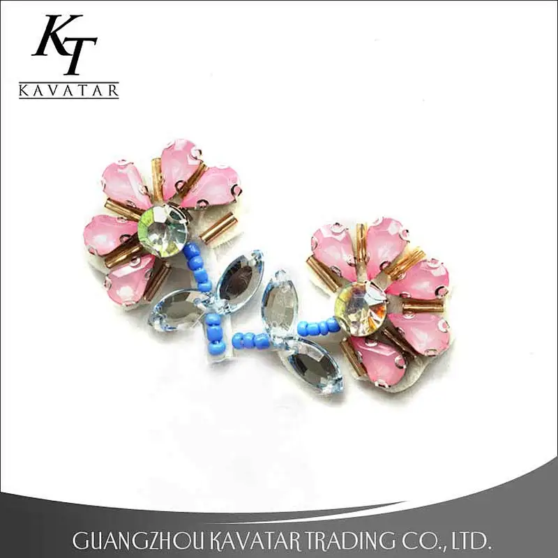 High quality new style fashion flower patches,rhinestone inset