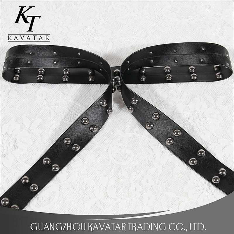 Fashion design double rows Copper beads PU tape trim decoration for garment
