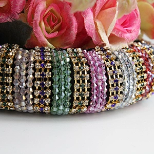Multi Color Lux Velour Crystal And Rhinestone Cup chain Decorated Headbands Hairbands WOMEN HEADBAND
