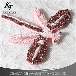 Decorative Patch Dragonfly Applique Sewing Beads Rhinestones