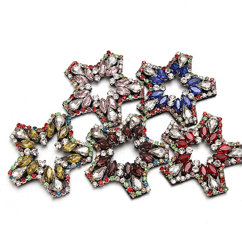 Christmas Cherry Flower Decorative Sew on Rhinestone Beaded Patches Wholesale patches for clothing