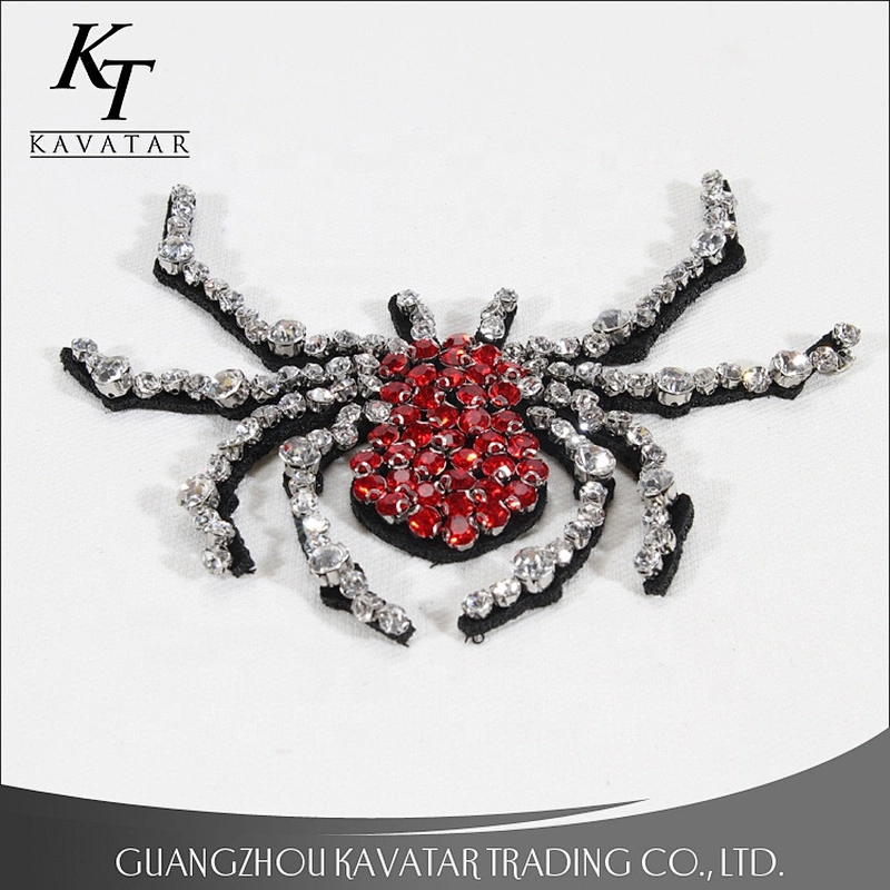 Kavatar Beautiful Red Shape Stone Spider Patches For Garment