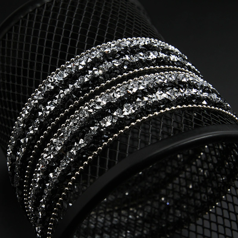 Kavatar Wholesale Garment Hangtag Heat Label Rhinestone Chain Rhinestone Transfer For T-shirt Hotfix Trim Iron on Trims