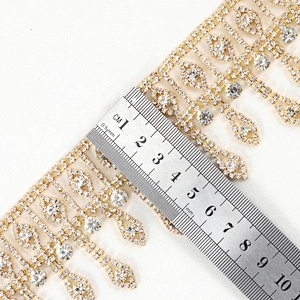 Wholesale Gold Crystal Rhinestone Chain Trim Fringe For Dress chainette fringes rhinestone fringe trim