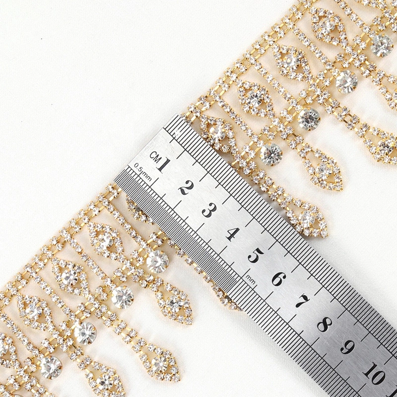 Wholesale Gold Crystal Rhinestone Chain Trim Fringe For Dress chainette fringes rhinestone fringe trim