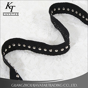 kavatar Accessories bead nail on polyester herringbone tape trim for decoration garment
