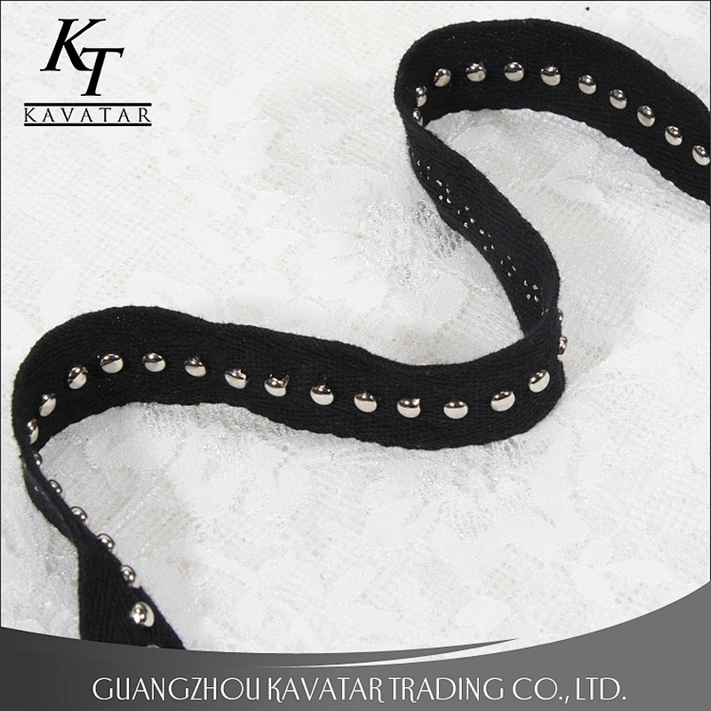 kavatar Accessories bead nail on polyester herringbone tape trim for decoration garment