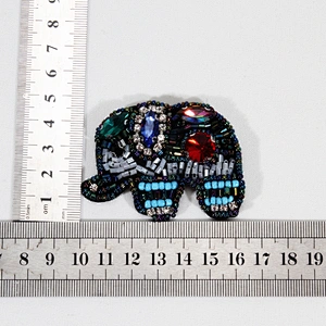 Garment patches applique elephant design rhinestone beaded patches