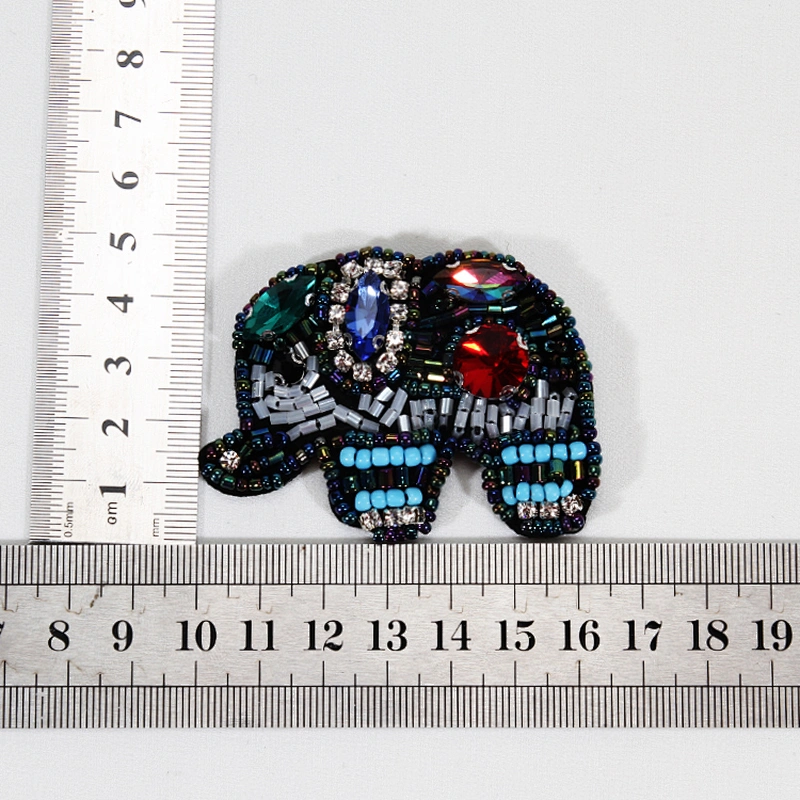 Garment patches applique elephant design rhinestone beaded patches