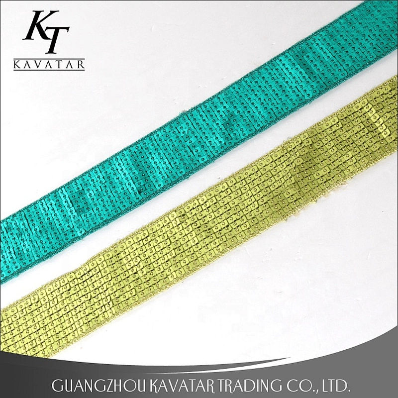 Hot sale width 4cm embroidery sequin trimmings ribbon for clothes