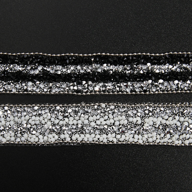 Kavatar Wholesale Garment Hangtag Heat Label Rhinestone Chain Rhinestone Transfer For T-shirt Hotfix Trim Iron on Trims