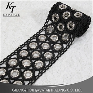 kavatar color Accessories eyelet lace trim black color lace trim usage on garment decoration