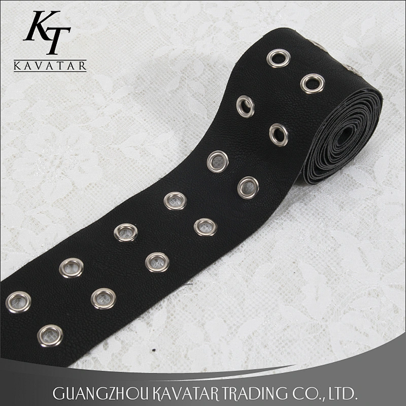 Newest design eyelet trim double rows white eyelet leather trim for garment,shoe,bags,etc
