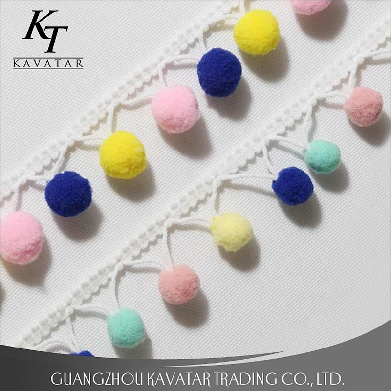 Hot sale tassel lace trimming lovely pompom trim for garment