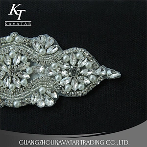 New Style Flower Rhinestone Sequin Appliques For Bride Wedding Dress