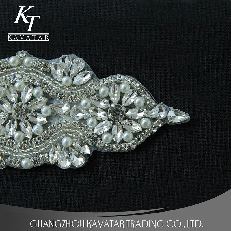 New Style Flower Rhinestone Sequin Appliques For Bride Wedding Dress