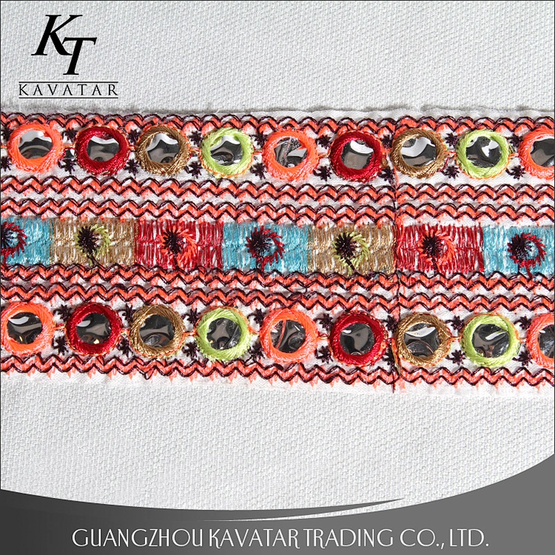 Wholesale 6cm white mirror style embroidery ribbon trim