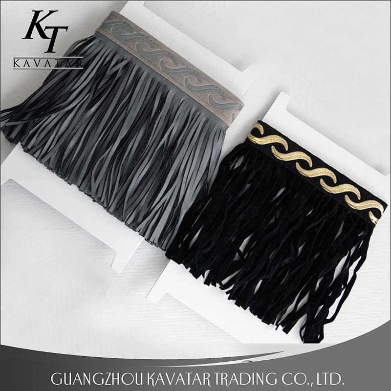 Custom faux leather fringe trim for bags and shoes