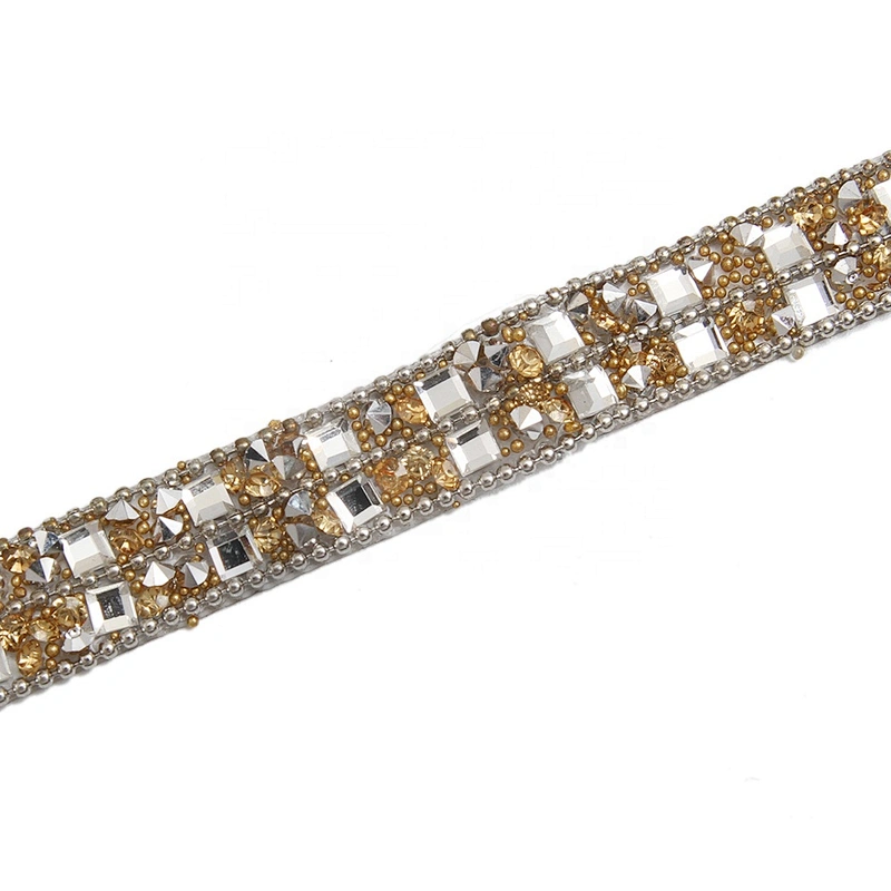 kavatar  wholesale hotfix rhinestone trimming for shoes  for Clothing Banding Trim  bead  Glass trim transfers