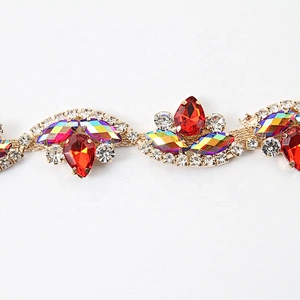 Kavatar beaded trim wholesale rhinestone trim glass bridal beaded trims
