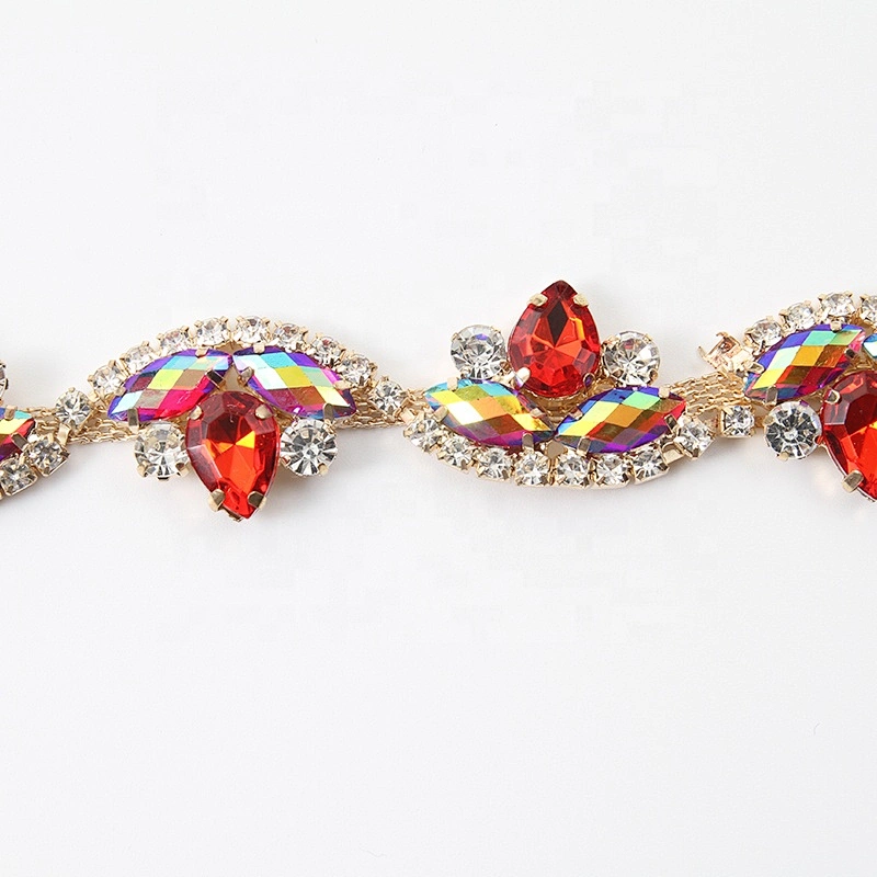 Kavatar beaded trim wholesale rhinestone trim glass bridal beaded trims