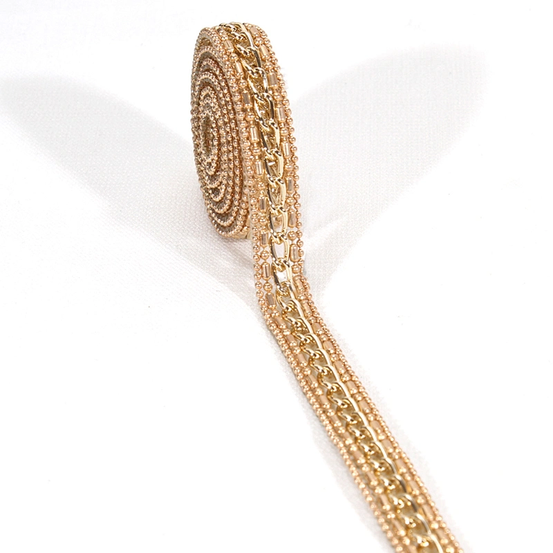 Wholesale Gold Hotfix Transfer Accessories Chain Beads Trim
