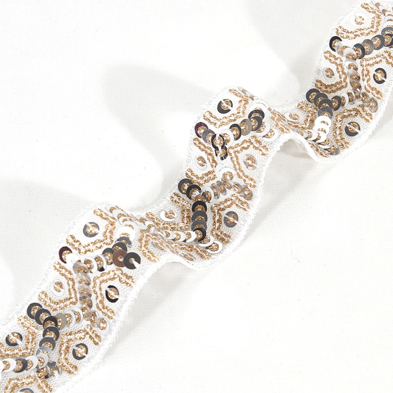 Wholesale Craft Stylish Sequin Beaded Embroidered Mesh Lace Trim