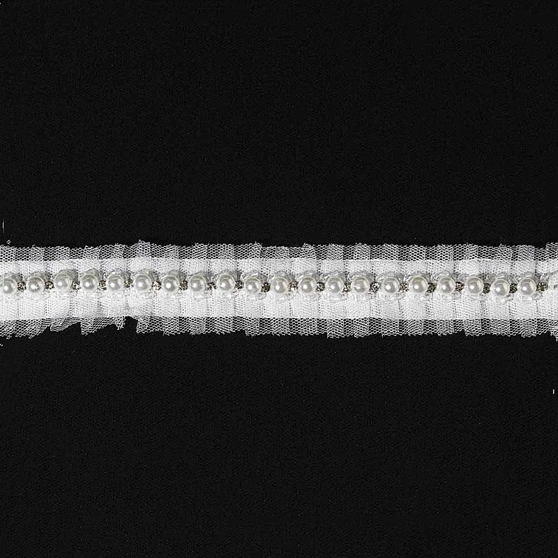 Beautiful bride wedding dress decoration pearl beaded lace trim