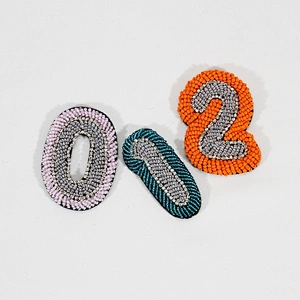 Exquisite beaded number patches for decoration hat,garment,bag