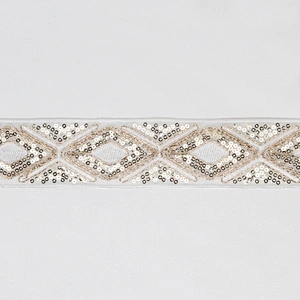 Handmade Gold Embroidery Cross Sequin Beaded Mesh Tape