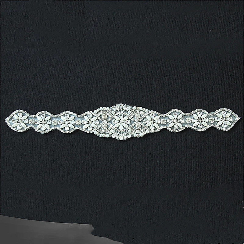Custom Sew On Pearl Beaded Rhinestone Applique