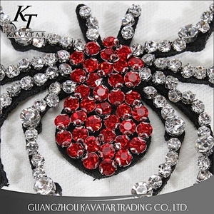 New Arrival Handmade Spider Patch Embroidery Beaded Rhinestone Patches