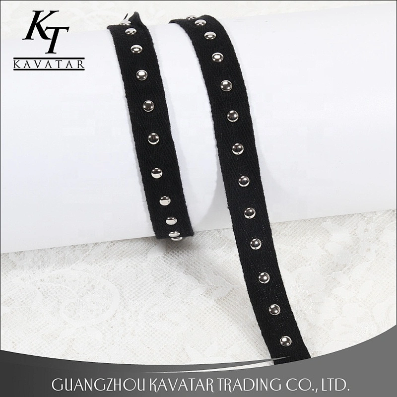kavatar Round Beads Black Tape Lace Trimming For Garments