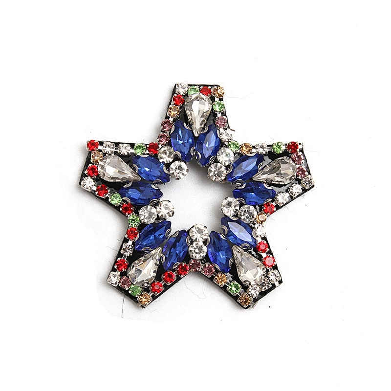 Christmas Cherry Flower Decorative Sew on Rhinestone Beaded Patches Wholesale patches for clothing