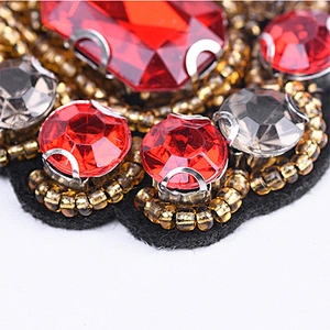 Wholesale Red Cross Rhinestones Beaded Patches Decoration For Garment patches for clothing