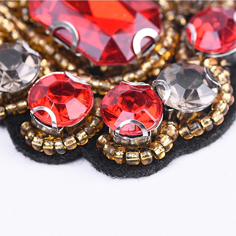 Wholesale Red Cross Rhinestones Beaded Patches Decoration For Garment patches for clothing