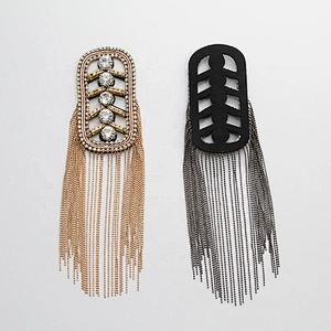Factory beaded rhinestone applique Shoulder Badge sew on Beaded Patches rhinestone patches for clothing