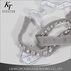 Beautiful White Webbing Beaded Pearl Lace Trim